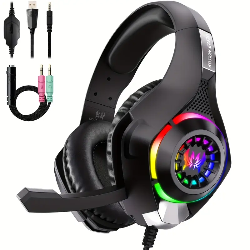 Gaming Headset Rgb - Gamingheadset voor pc, PS4, PS5, gaminghoofdtelefoon