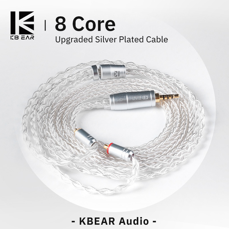 In Ear Monitor Iem - KBEAR 8-core verbeterde zilveren bedrade oortelefoonkabel
